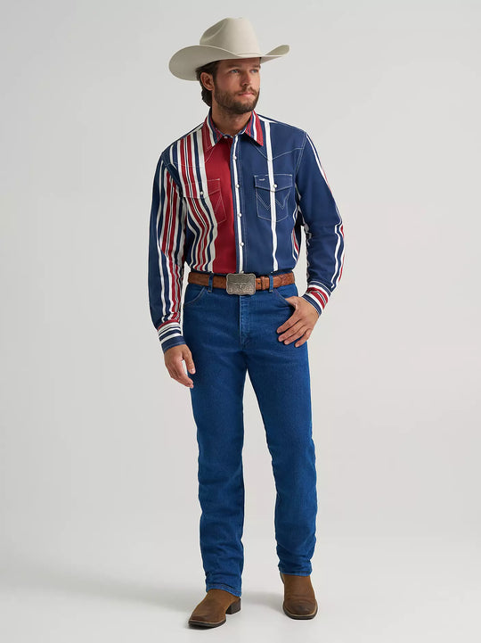 Men's Wrangler Vintage-Inspired Brushpopper Western Snap Workshirt - 112375916