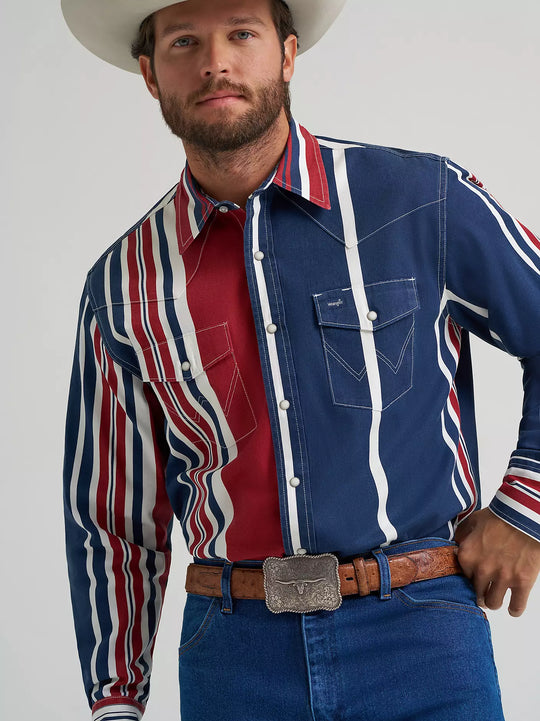 Men's Wrangler Vintage-Inspired Brushpopper Western Snap Workshirt - 112375916