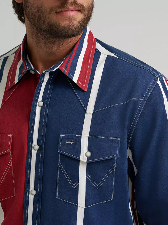 Men's Wrangler Vintage-Inspired Brushpopper Western Snap Workshirt - 112375916