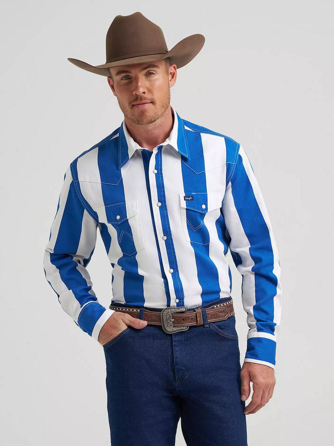 Men's Wrangler Vintage-Inspired Brushpopper Western Snap - 112375917
