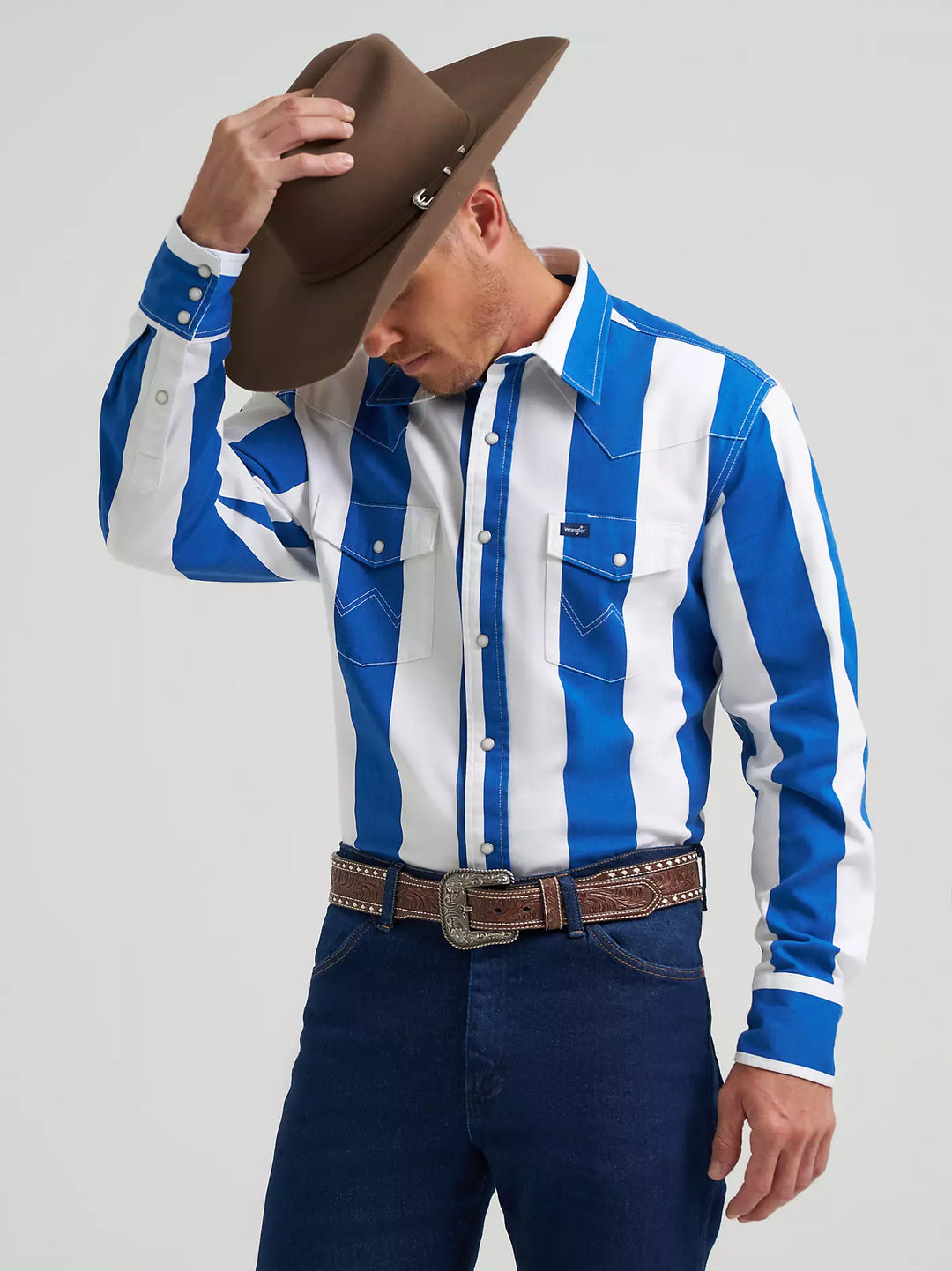 Men's Wrangler Vintage-Inspired Brushpopper Western Snap - 112375917