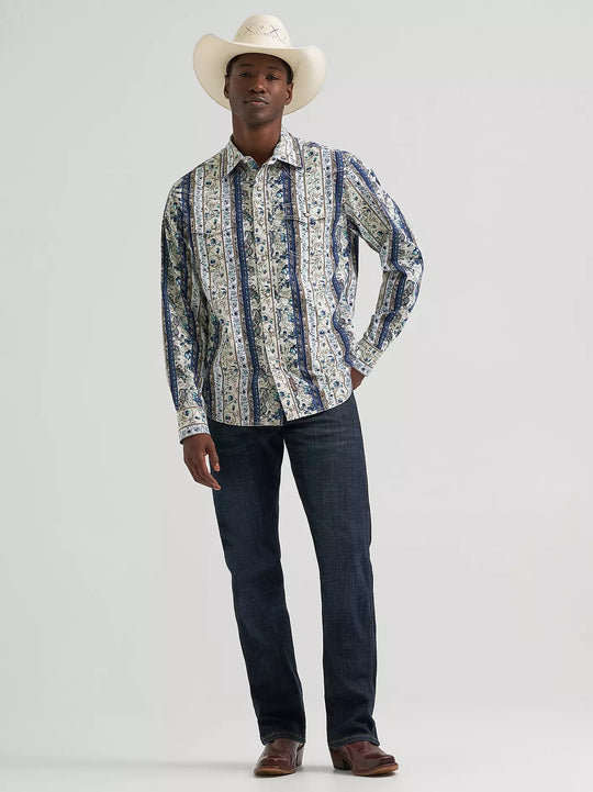 Men's Wrangler Retro® Premium Long Sleeve Western Snap Printed Shirt - 112378799