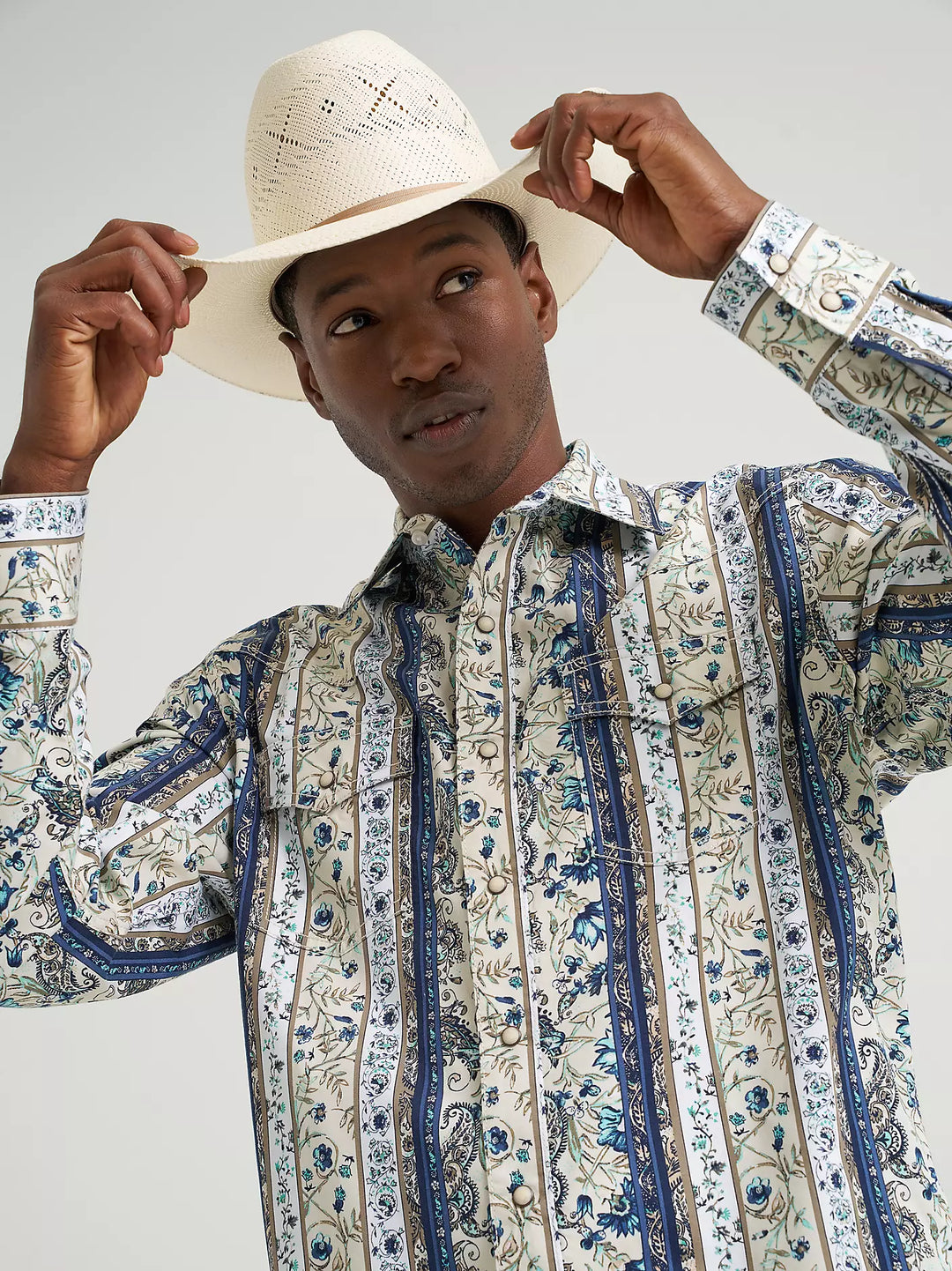 Men's Wrangler Retro® Premium Long Sleeve Western Snap Printed Shirt - 112378799