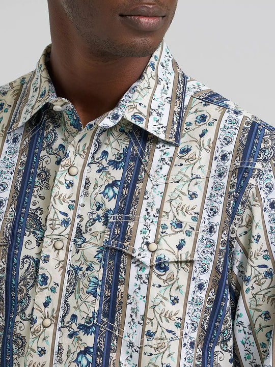 Men's Wrangler Retro® Premium Long Sleeve Western Snap Printed Shirt - 112378799