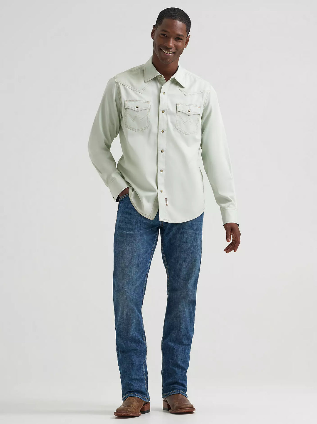 Men's Wrangler Retro® Premium Western Snap Solid Shirt - 112378802