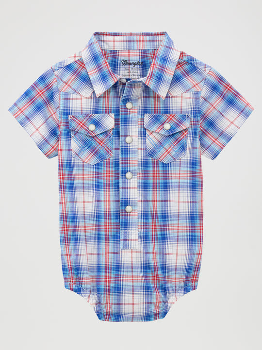 Boys Wrangler Plaid Onesie - 112378814
