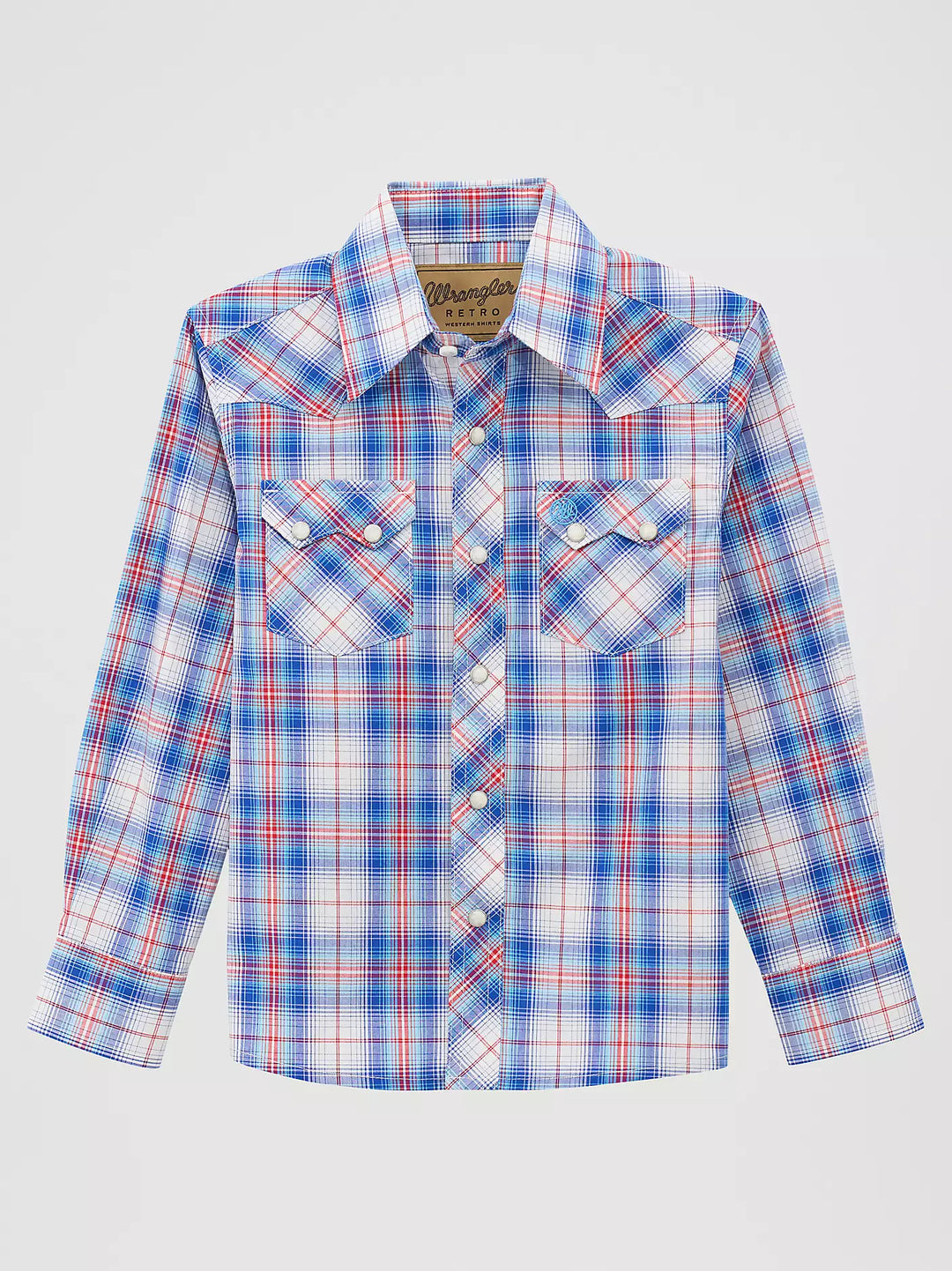 Boy's Wrangler Retro® Western Snap Plaid Shirt with Front Sawtooth Pockets - 112378922