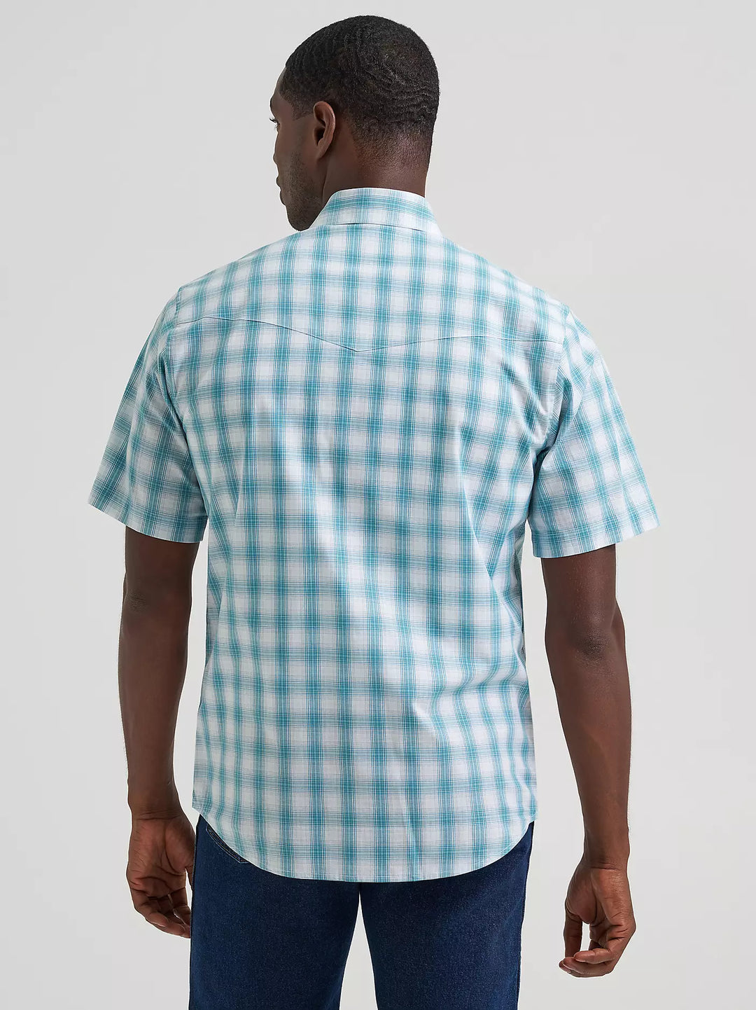 Men's Wrangler Wrinkle Resist Short Sleeve Western Snap Plaid Shirt - 112379029