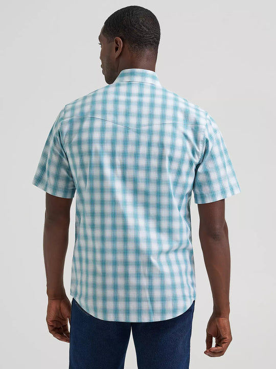 Men's Wrangler Wrinkle Resist Short Sleeve Western Snap Plaid Shirt - 112379029