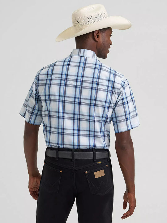 Men's Wrangler Wrinkle Resist Short Sleeve Western Snap Plaid Shirt - 112379030