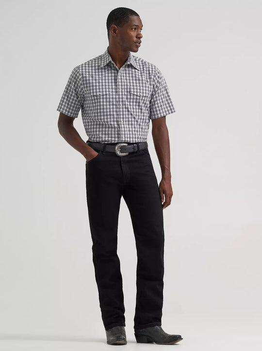 Men's Wrangler Wrinkle Resist Short Sleeve Western Snap Plaid Shirt - 112379031