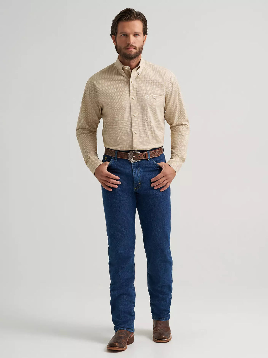 Men's Wrangler® George Strait™ Long Sleeve Button Down One Pocket Shirt - 112379067