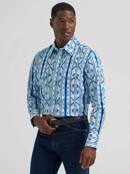 Men's Wrangler Checotah® Long Sleeve Western Snap Printed Shirt - 112379225