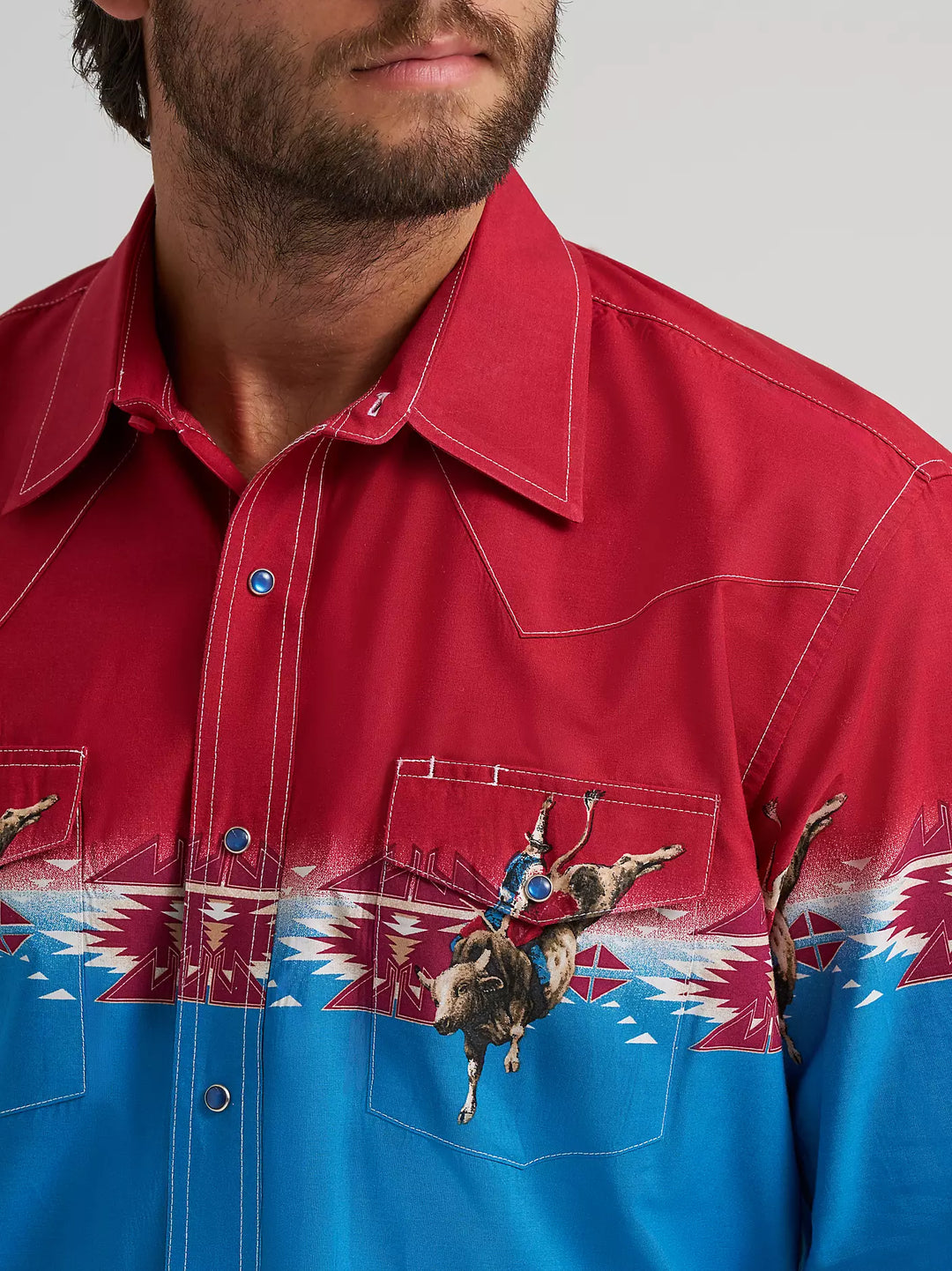 Men's Wrangler Checotah® Long Sleeve Western Snap Horizontal Print Shirt - 112379226