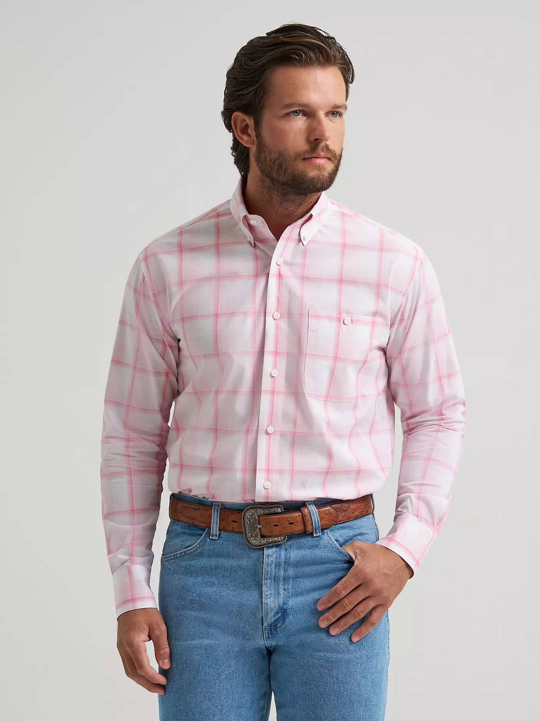 Men's Wrangler Bucking Cancer Button Down Shirt - 112379235