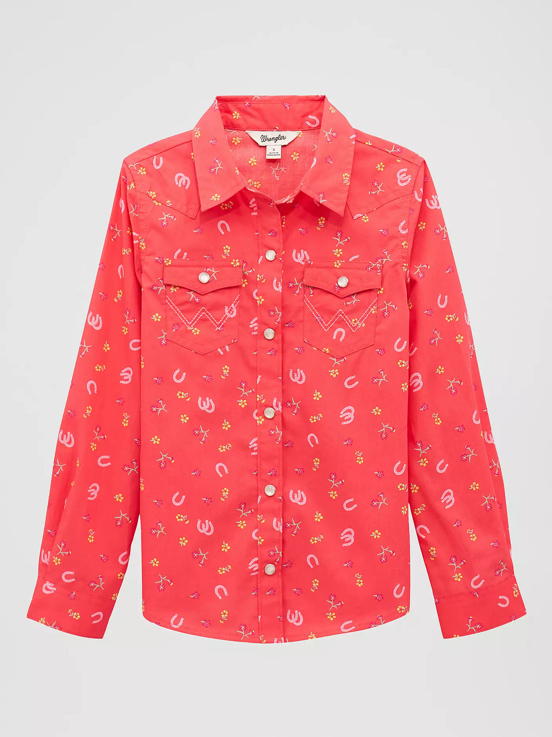 Girl's Wrangler Floral Western Snap Shirt - 112379462