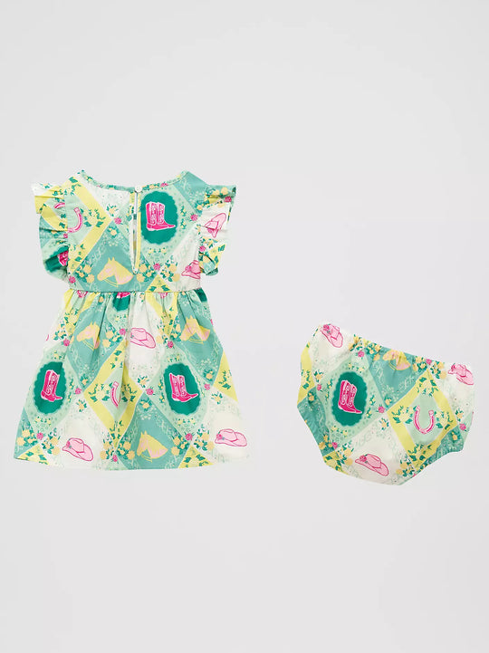 Little Girl's Wrangler Ruffle Sleeve Print Dress - 112379471