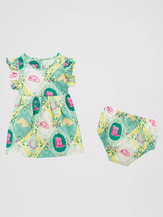 Little Girl's Wrangler Ruffle Sleeve Print Dress - 112379471