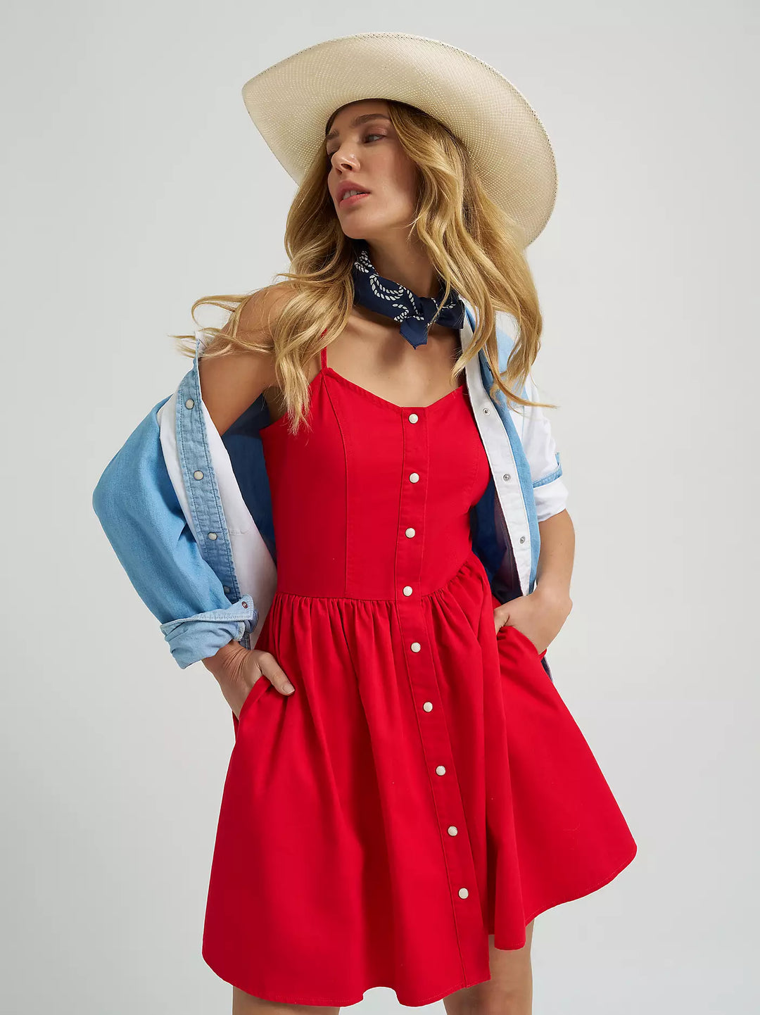 Ladies Wrangler Americana Corset Snap Dress - 112379499