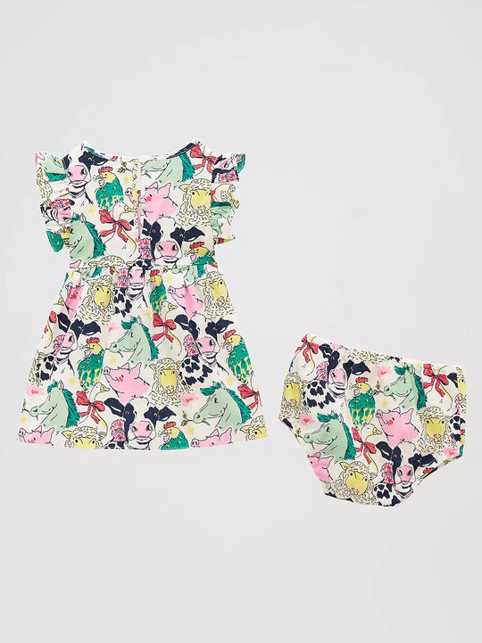 Little Girl's Wrangler Ruffle Sleeve Print Dress - 112379596
