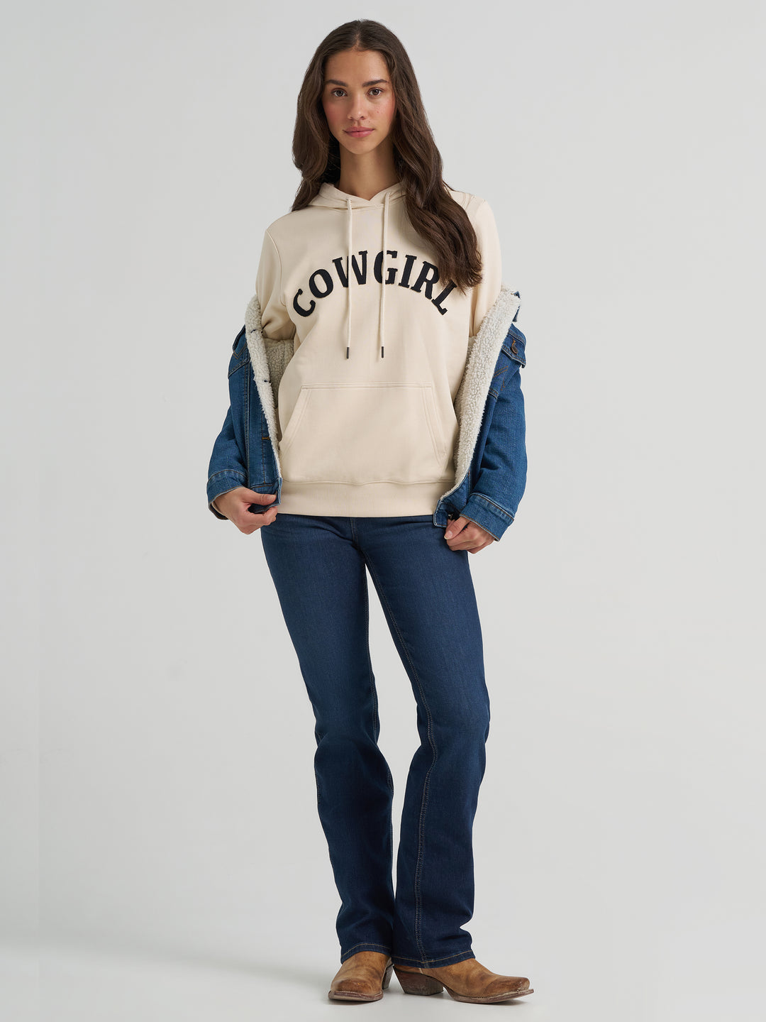Ladies Wrangler Cowgirl Applique Pullover Hoodie - 112380253