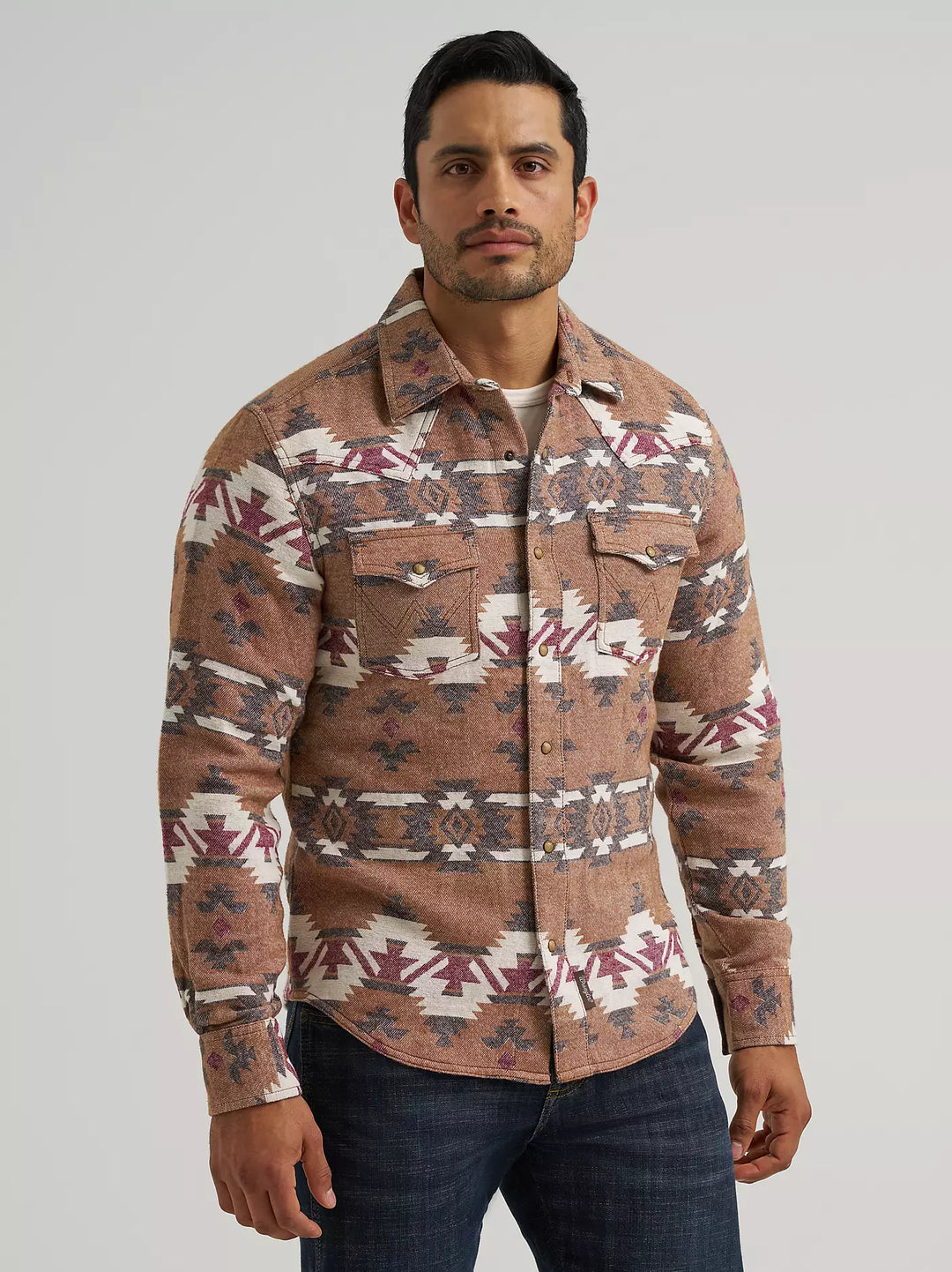 Men's Wrangler Retro® Premium Western Snap Jacquard Shirt - 112381532