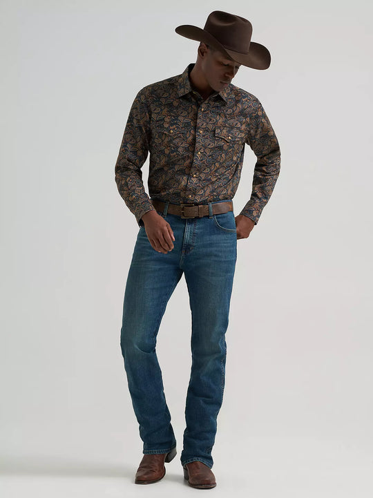Men's Wrangler Retro® Premium Long Sleeve Western Snap Printed Shirt - 112381534