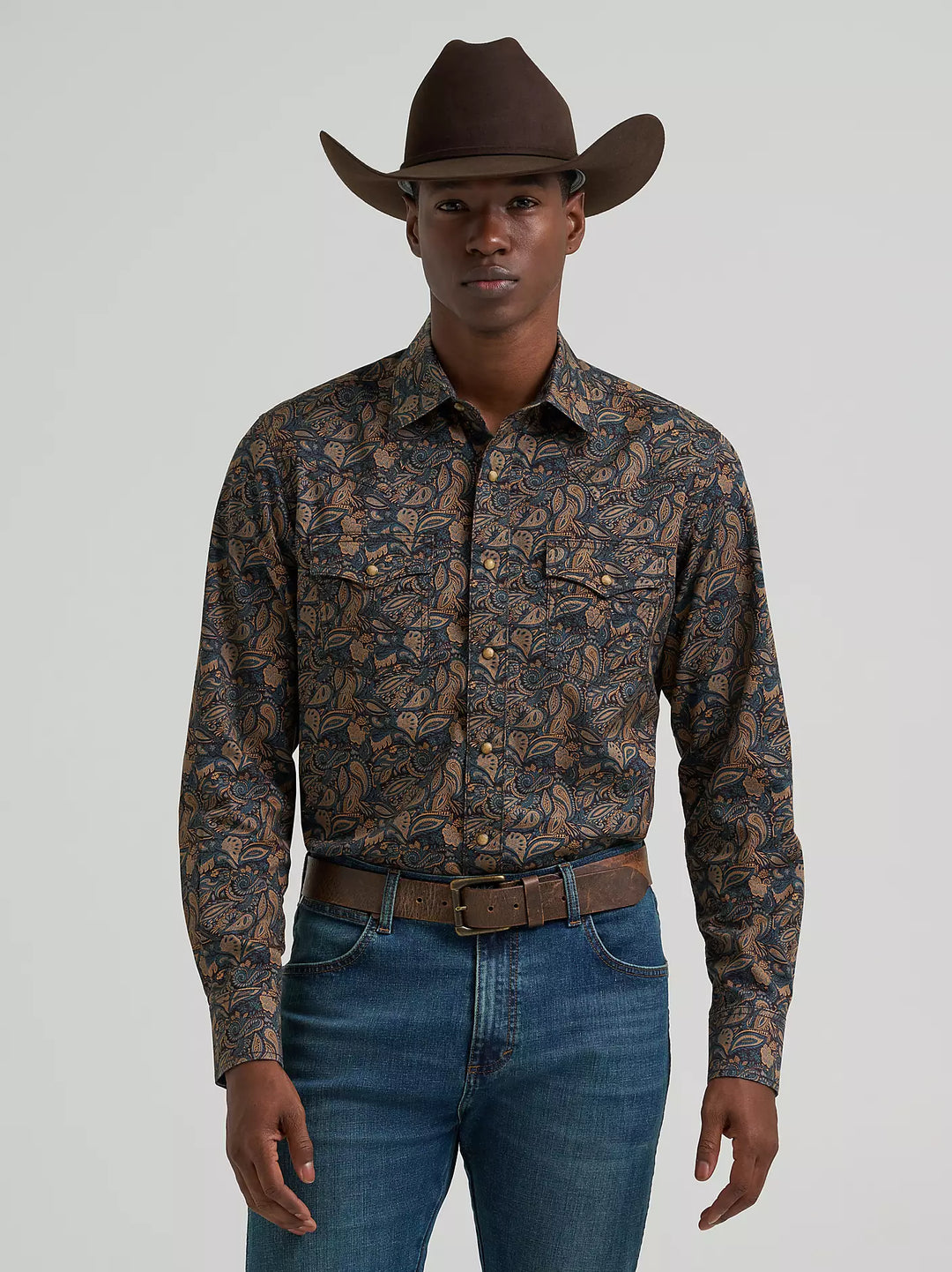Men's Wrangler Retro® Premium Long Sleeve Western Snap Printed Shirt - 112381534