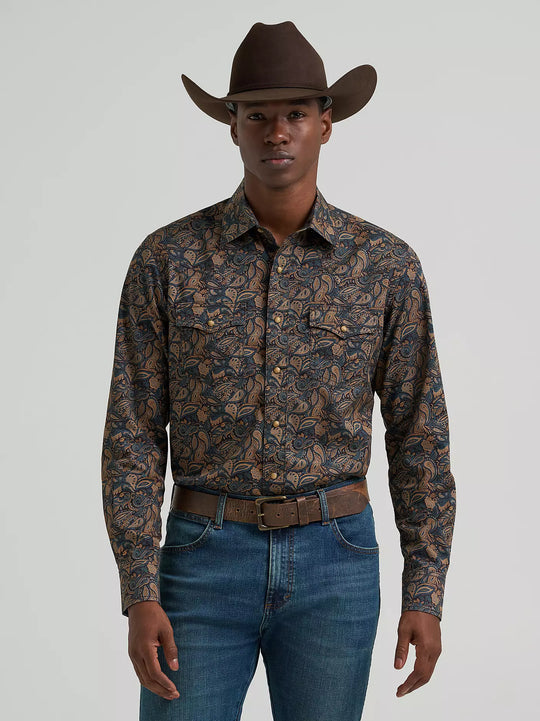 Men's Wrangler Retro® Premium Long Sleeve Western Snap Printed Shirt - 112381534