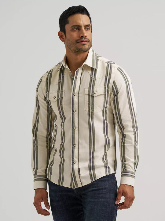 Men's Wrangler Retro® Premium Stripe Western Snap Shirt - 112381538