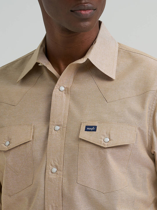 Men's Wrangler Cowboy Cut® Long Sleeve Western Snap Chambray Work Shirt - 112381688