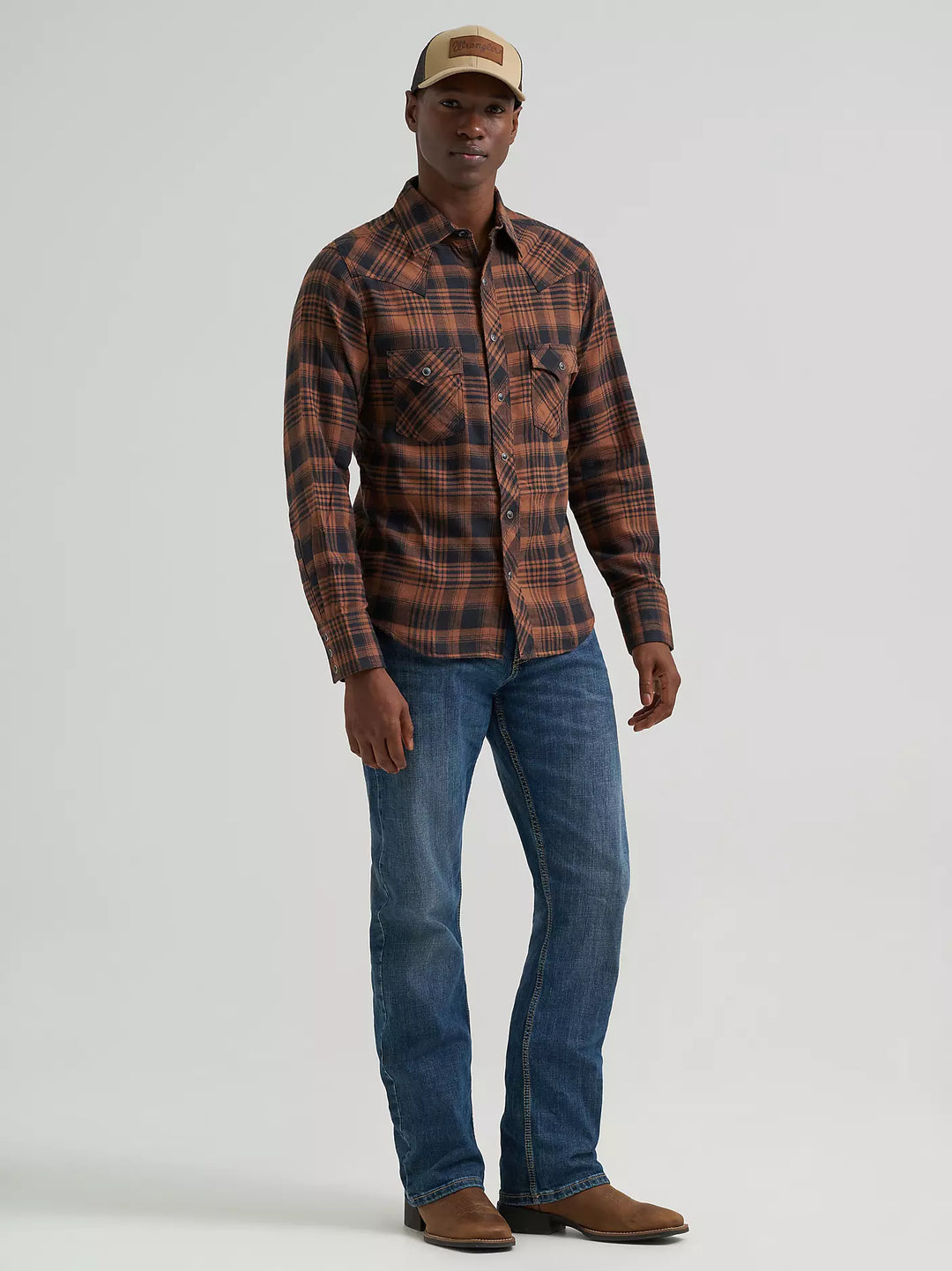 Men's Wrangler Retro® Long Sleeve Flannel Western Snap Plaid Shirt - 112381932