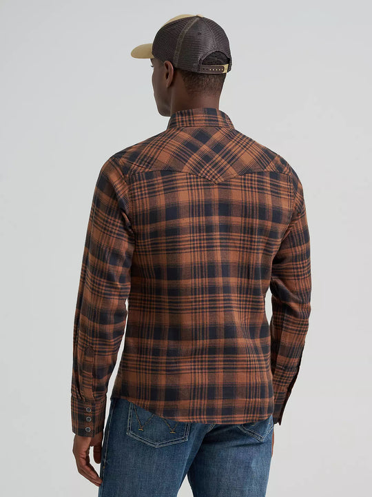 Men's Wrangler Retro® Long Sleeve Flannel Western Snap Plaid Shirt - 112381932