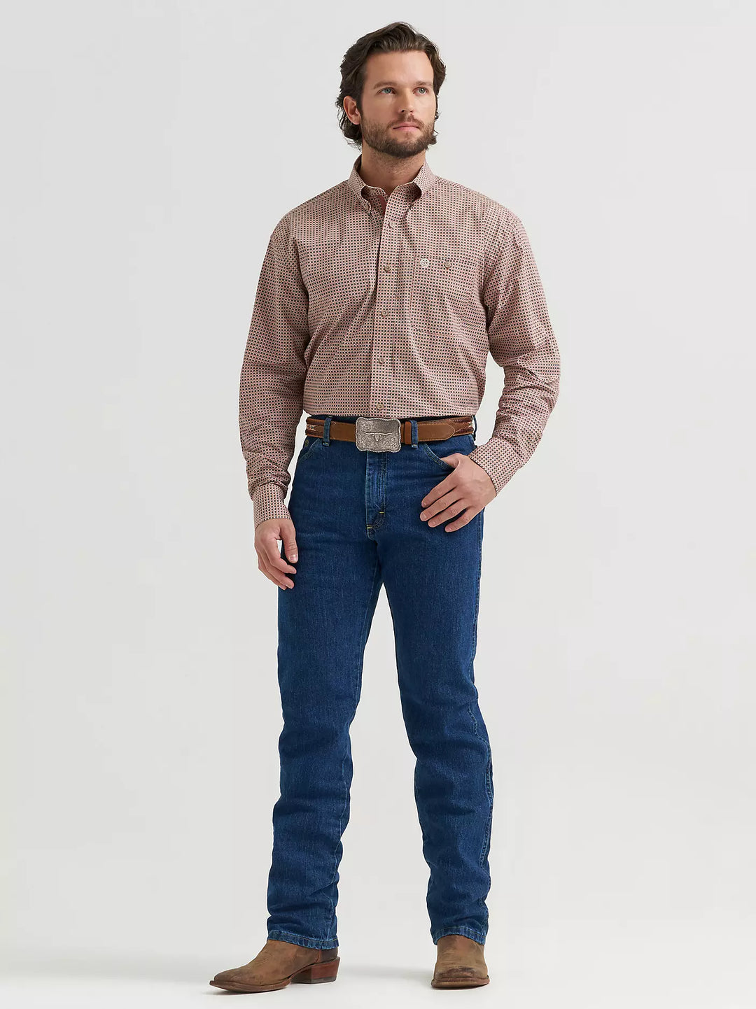 Men's Wrangler® George Strait™ Long Sleeve Button Down One Pocket Shirt - 112381954