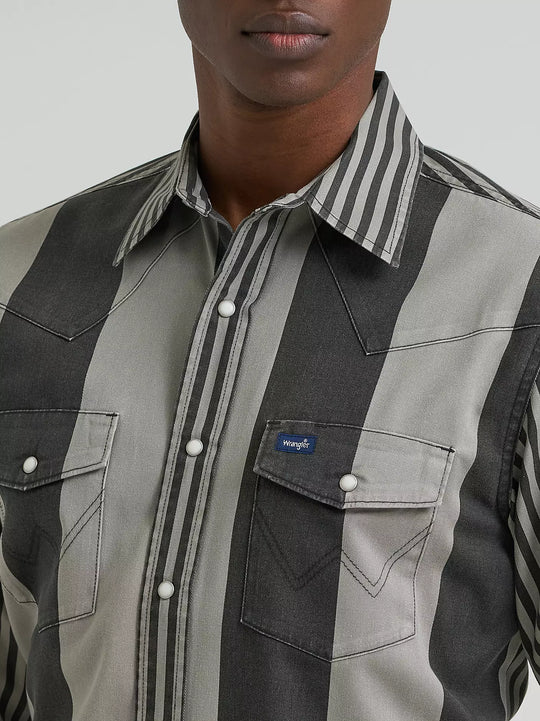 Men's Wrangler Vintage-Inspired Brushpopper Western Snap Workshirt - 112381996