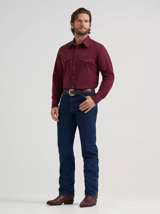 Men's Wrangler® Long Sleeve Solid Broadcloth Western Snap Shirt - 112382003