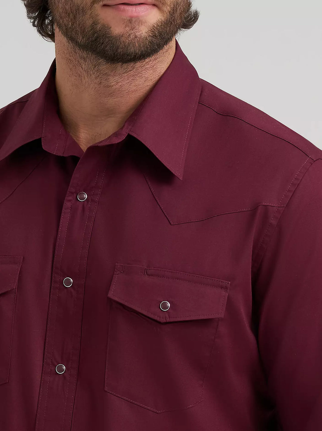 Men's Wrangler® Long Sleeve Solid Broadcloth Western Snap Shirt - 112382003