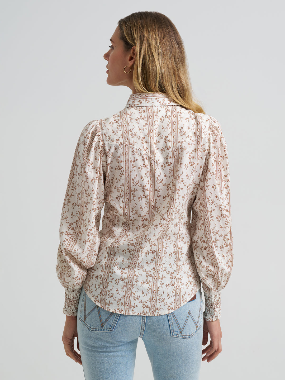 Ladies Wrangler Western Puff Sleeve Blouse - 112382517