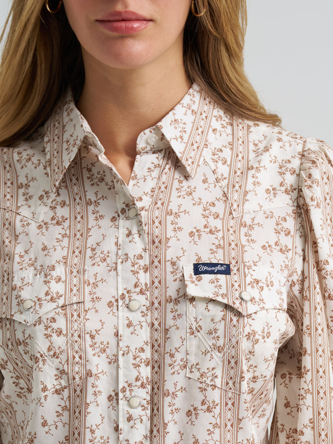 Ladies Wrangler Western Puff Sleeve Blouse - 112382517