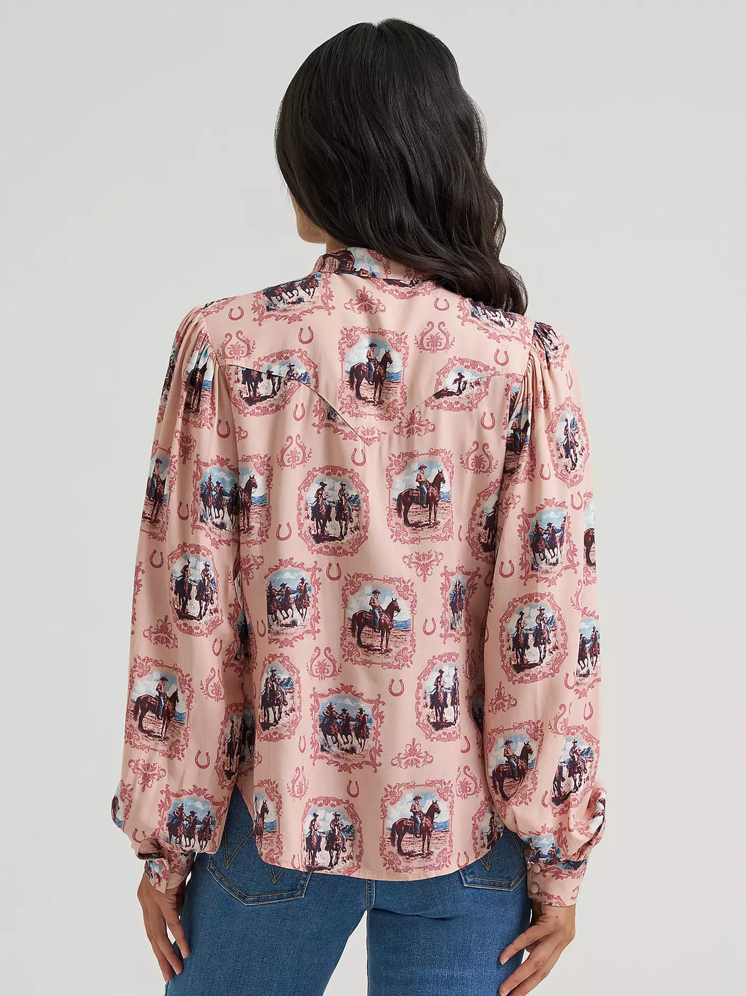 Ladies Wrangler Cameo Tie Neck Blouse - 112382520