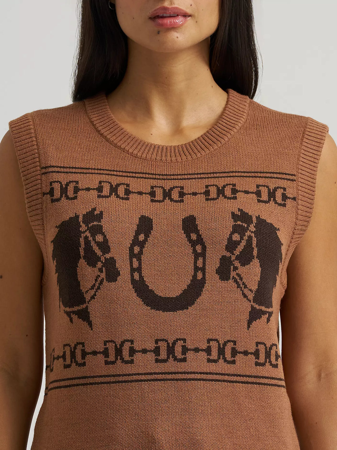 Ladies Wrangler Horse Sweater Vest - 112382527