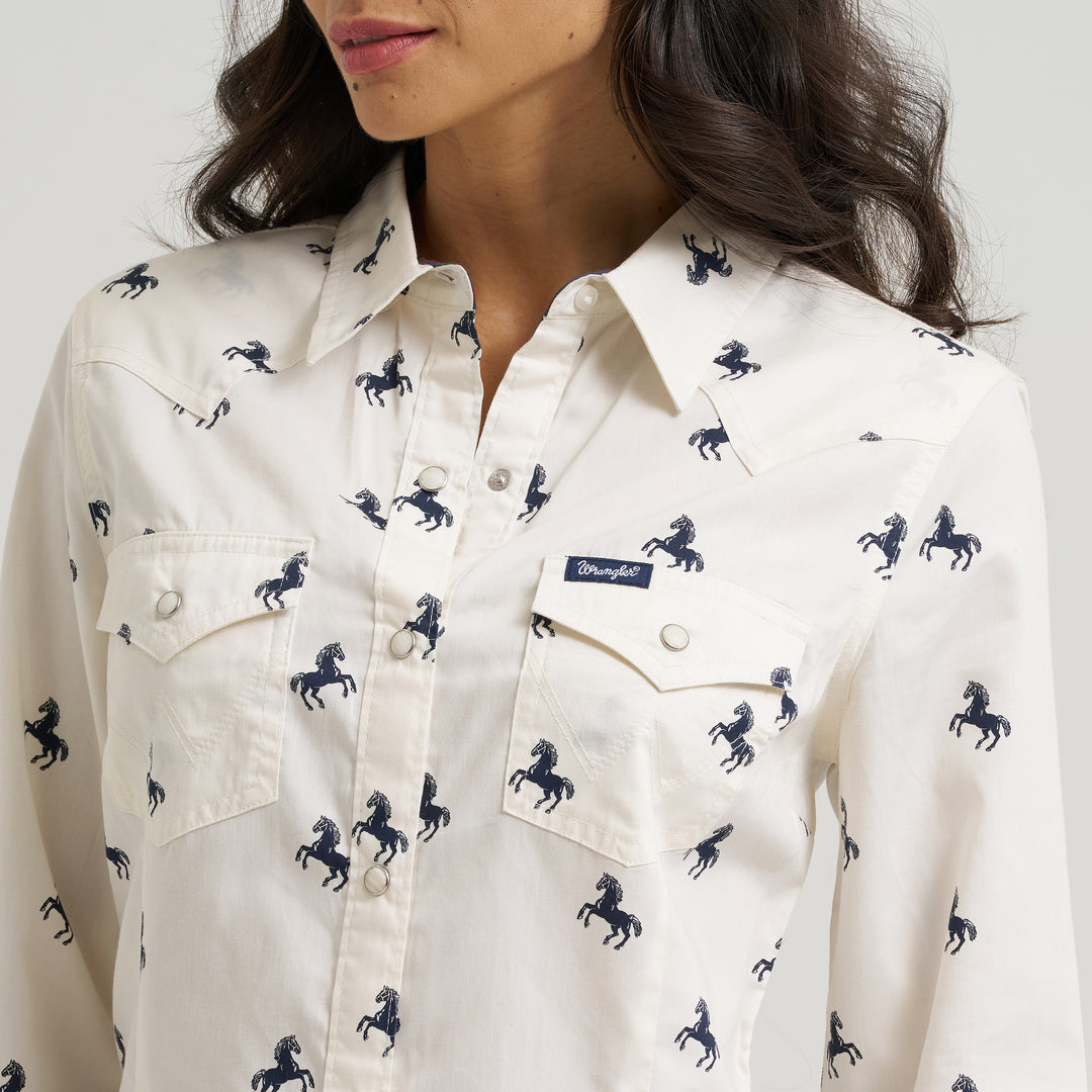 Ladies Wrangler Western Dress Snap Shirt - 112382742