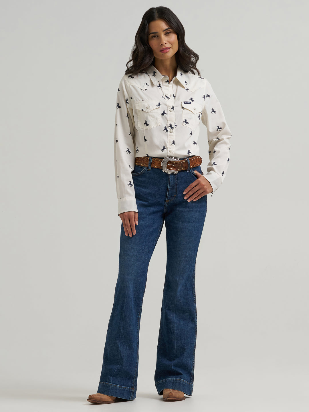 Ladies Wrangler Western Dress Snap Shirt - 112382742