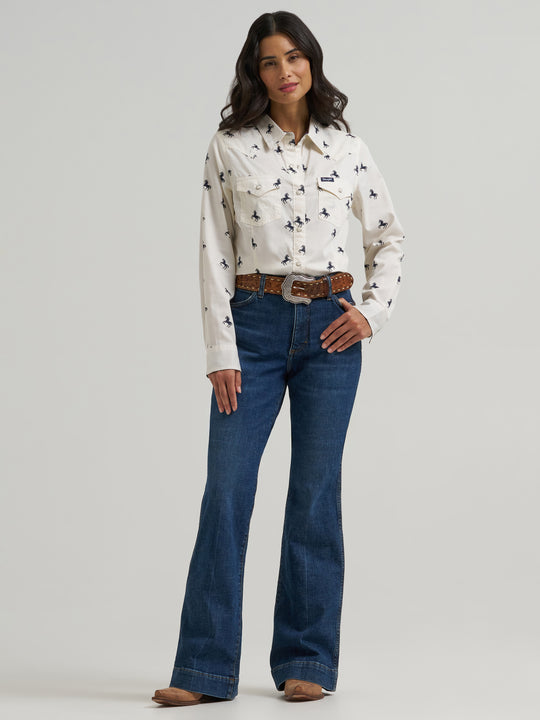 Ladies Wrangler Western Dress Snap Shirt - 112382742