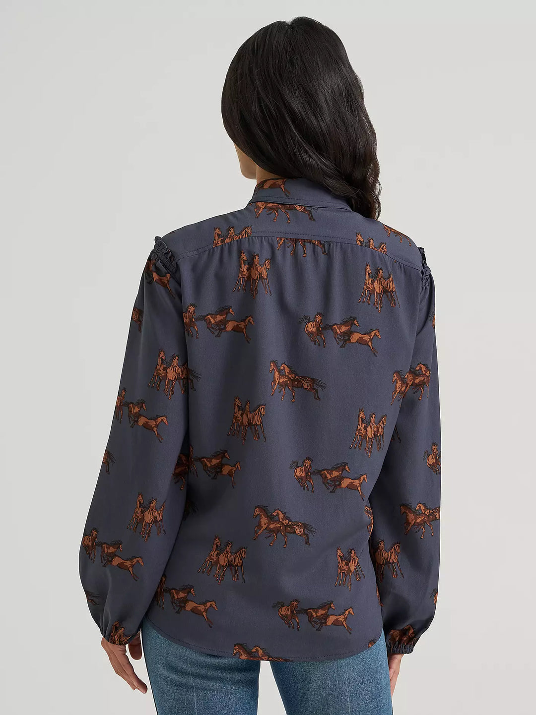 Ladies Wrangler Drapey Sleeve Button Up Blouse - 112382747