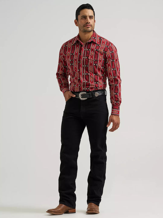 Men's Wrangler Checotah® Long Sleeve Western Snap Printed Shirt - 112384296