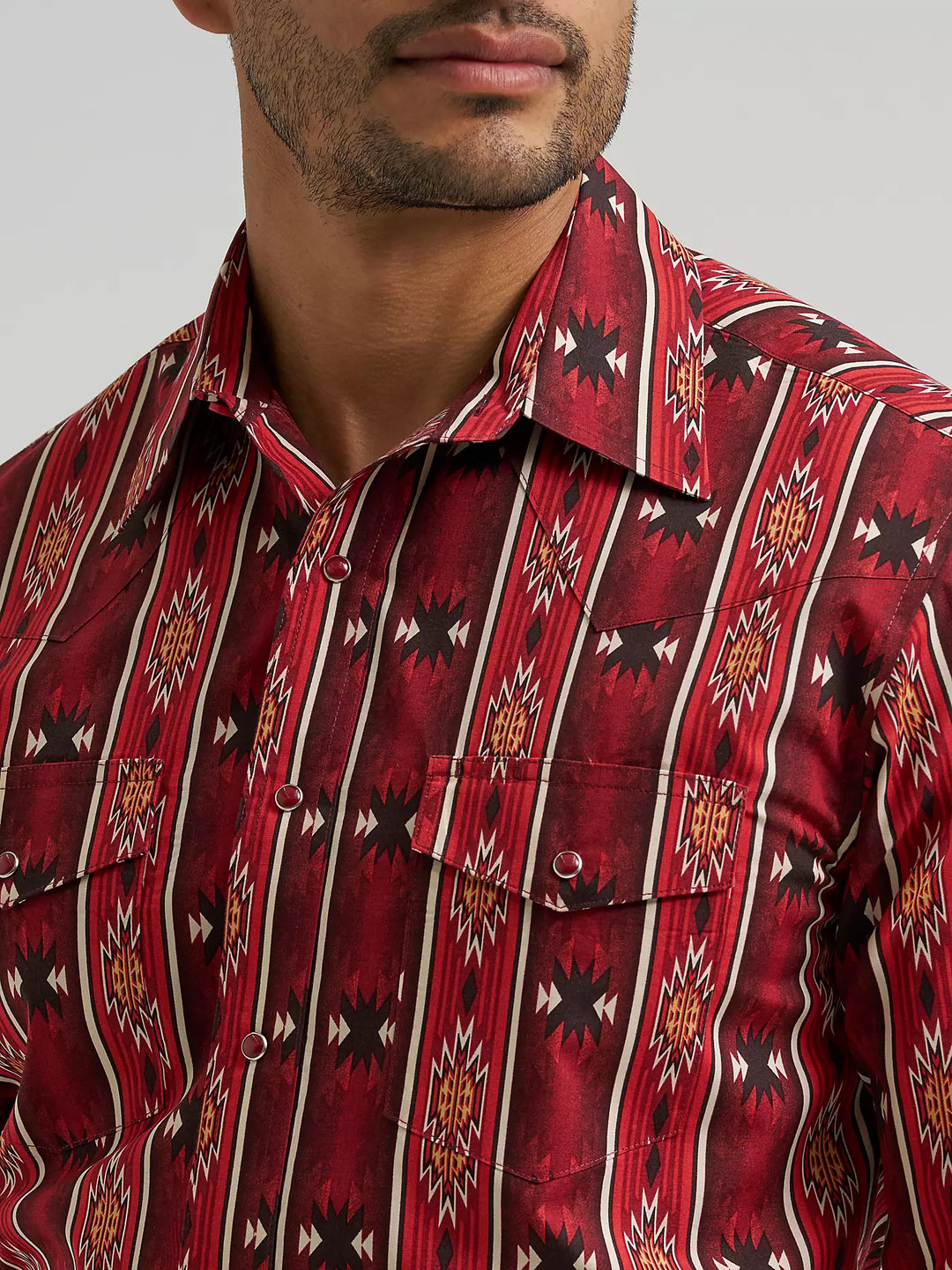 Men's Wrangler Checotah® Long Sleeve Western Snap Printed Shirt - 112384296