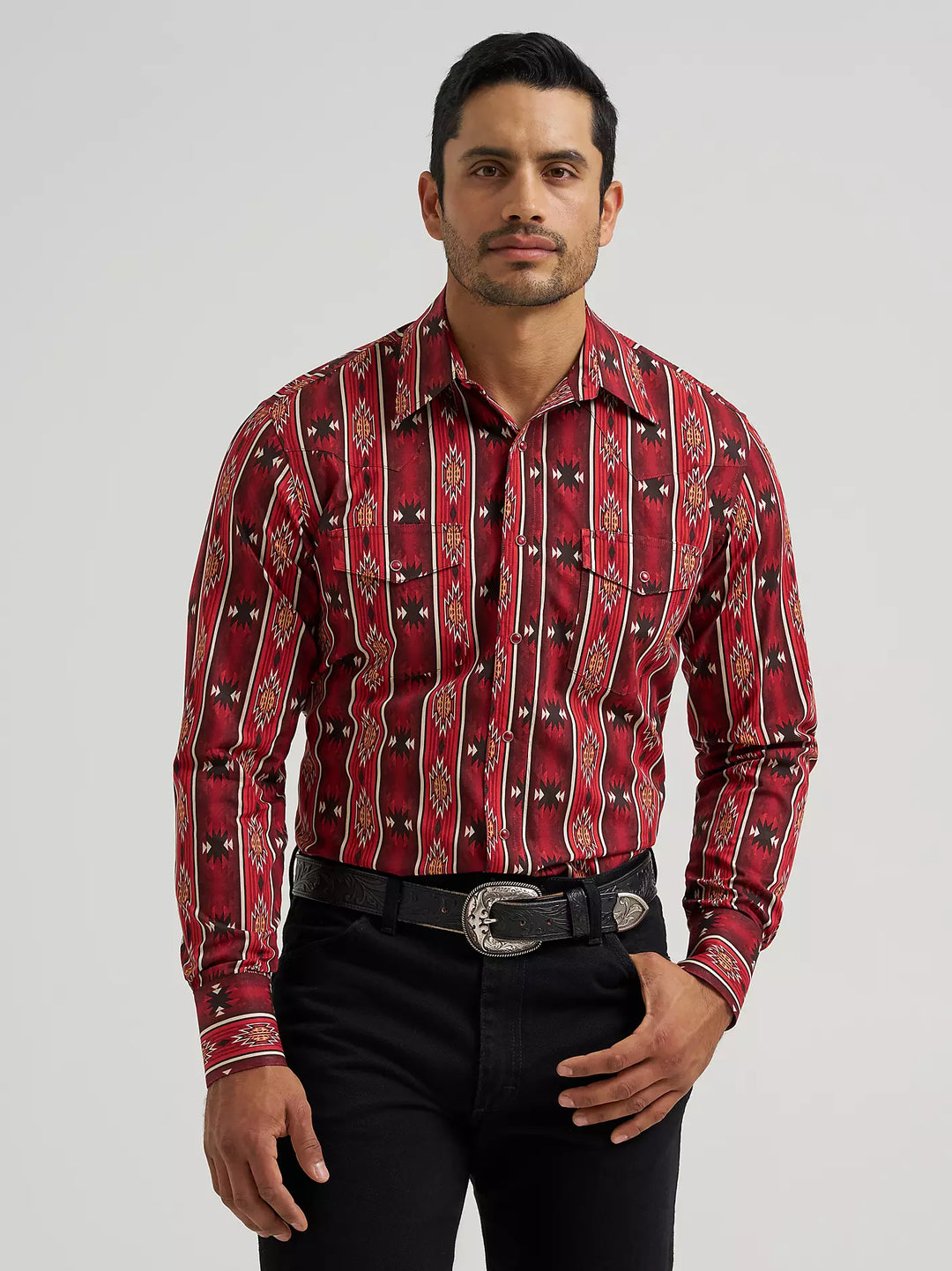 Men's Wrangler Checotah® Long Sleeve Western Snap Printed Shirt - 112384296