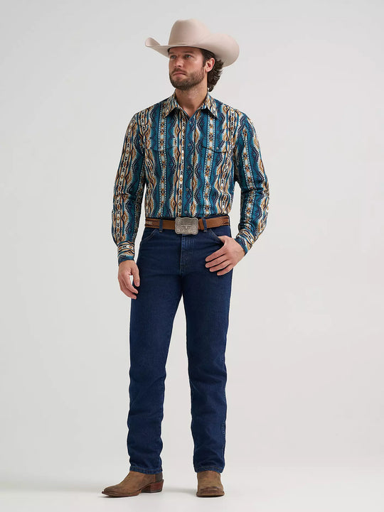 Men's Wrangler Checotah® Long Sleeve Western Snap Printed Shirt - 112384297