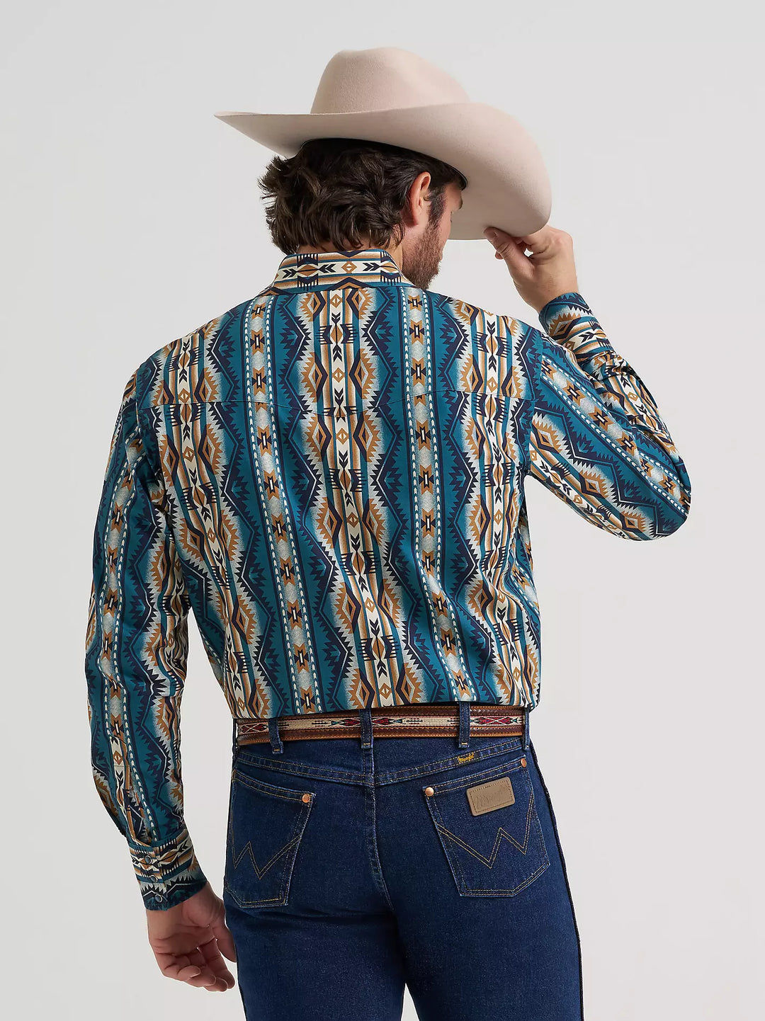 Men's Wrangler Checotah® Long Sleeve Western Snap Printed Shirt - 112384297